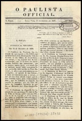 O Paulista official [jornal], n. 282. São Paulo-SP, 10 jan. 1837.