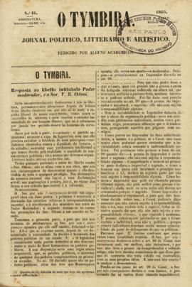 O Tymbira [jornal], n. 16. São Paulo-SP, 18 ago. 1860.
