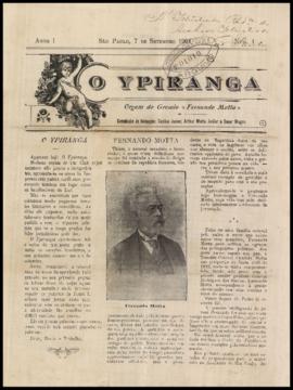 O Ypiranga [jornal], a. 1, n. 1. São Paulo-SP, 07 set. 1901.