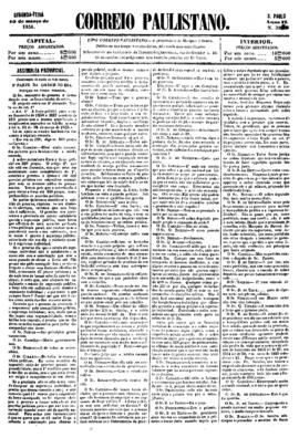 Correio paulistano [jornal], [s/n]. São Paulo-SP, 10 mar. 1856.
