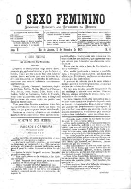 O Sexo feminino [jornal], a. 2, n. 6. Campanha-MG, 05 set. 1875.
