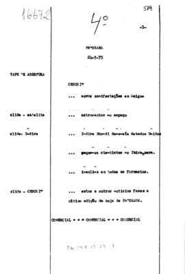 TV Tupi [emissora]. Jornal Panorama [programa]. Roteiro [televisivo], 24 mai. 1975.