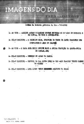 TV Tupi [emissora]. Revista Feminina [programa]. Roteiro [televisivo], 07 mar. 1962.