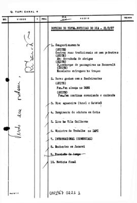 TV Tupi [emissora]. Ultra Notícias [programa]. Roteiro [televisivo], 21 fev. 1967.
