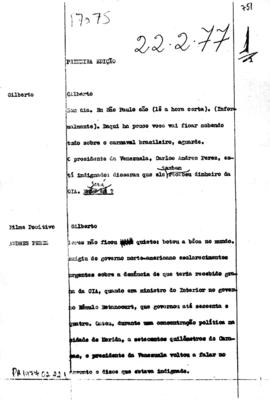 TV Tupi [emissora]. Primeira Edição [programa]. Roteiro [televisivo], 22 fev. 1977.