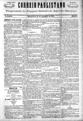 Correio paulistano [jornal], [s/n]. São Paulo-SP, 11 set. 1878.