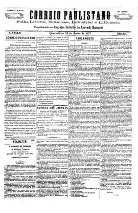 Correio paulistano [jornal], [s/n]. São Paulo-SP, 13 jun. 1877.