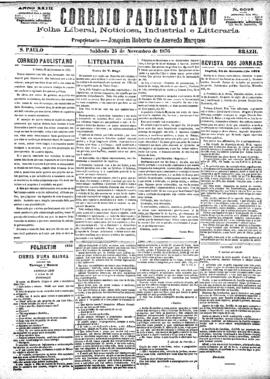 Correio paulistano [jornal], [s/n]. São Paulo-SP, 25 nov. 1876.