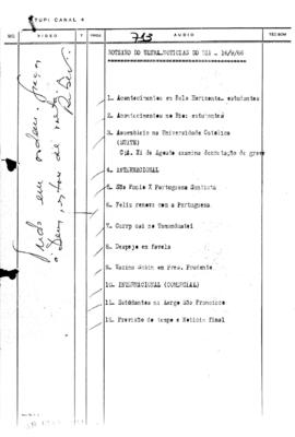 TV Tupi [emissora]. Ultra Notícias [programa]. Roteiro [televisivo], 16 set. 1966.