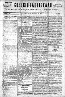 Correio paulistano [jornal], [s/n]. São Paulo-SP, 26 set. 1878.
