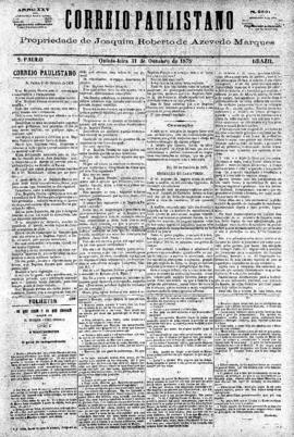 Correio paulistano [jornal], [s/n]. São Paulo-SP, 31 out. 1878.