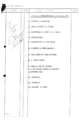 TV Tupi [emissora]. Ultra Notícias [programa]. Roteiro [televisivo], 21 jan. 1967.