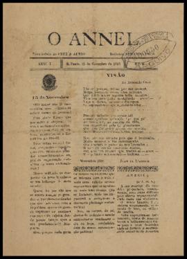 O Annel [jornal], a. 1, n. 4. São Paulo-SP, 15 nov. 1897.
