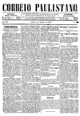 Correio paulistano [jornal], [s/n]. São Paulo-SP, 09 set. 1856.