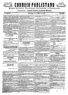Correio paulistano [jornal], [s/n]. São Paulo-SP, 07 mai. 1876.