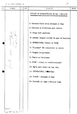 TV Tupi [emissora]. Ultra Notícias [programa]. Roteiro [televisivo], 30 dez. 1965.