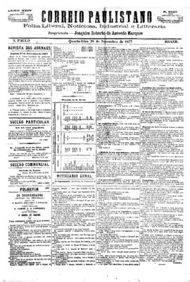 Correio paulistano [jornal], [s/n]. São Paulo-SP, 28 nov. 1877.