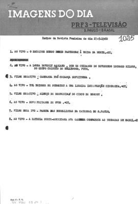 TV Tupi [emissora]. Revista Feminina [programa]. Roteiro [televisivo], 27 mai. 1960.
