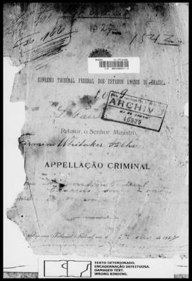 Processo... [apelação criminal], nª 1009/1927. [São Paulo-SP?], 1927. v. 167