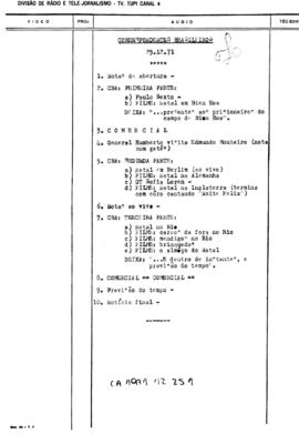 TV Tupi [emissora]. Correspondentes Brasileiros Associados [programa]. Roteiro [televisivo], 25 dez. 1971.