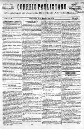 Correio paulistano [jornal], [s/n]. São Paulo-SP, 08 jan. 1878.