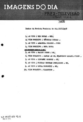 TV Tupi [emissora]. Revista Feminina [programa]. Roteiro [televisivo], 18 jul. 1958.