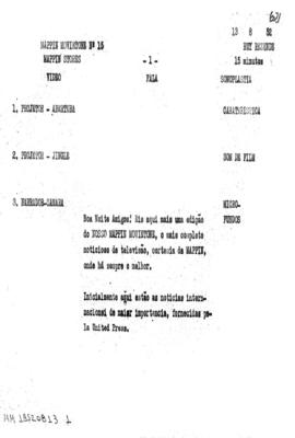 TV Tupi [emissora]. Mappin Movietone [programa]. Roteiro [televisivo], 13 ago. 1952.