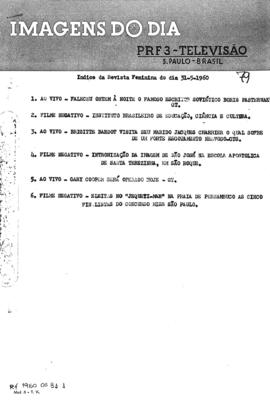 TV Tupi [emissora]. Revista Feminina [programa]. Roteiro [televisivo], 31 mai. 1960.