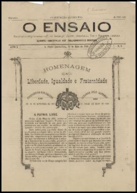 O Ensaio [jornal], a. 2, n. 9. São Paulo-SP, 23 mai. 1888.