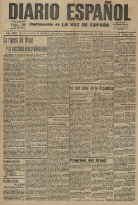 Voz de España, La. Diario Español [jornal], a. 13, n. 949. São Paulo-SP, 23 nov. 1911.