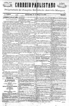 Correio paulistano [jornal], [s/n]. São Paulo-SP, 21 mar. 1878.