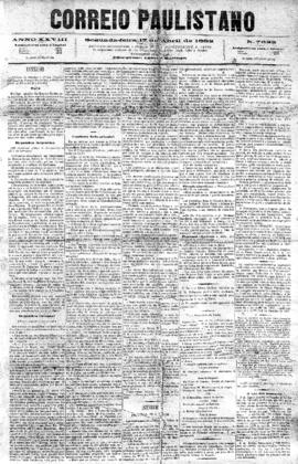 Correio paulistano [jornal], [s/n]. São Paulo-SP, 17 abr. 1882.