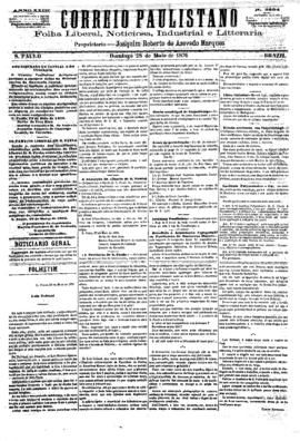 Correio paulistano [jornal], [s/n]. São Paulo-SP, 28 mai. 1876.