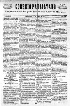 Correio paulistano [jornal], [s/n]. São Paulo-SP, 11 abr. 1878.