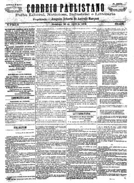 Correio paulistano [jornal], [s/n]. São Paulo-SP, 30 abr. 1876.