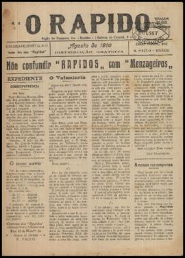 O Rápido [jornal], a. 1, n. 5. São Paulo-SP, ago. 1910.