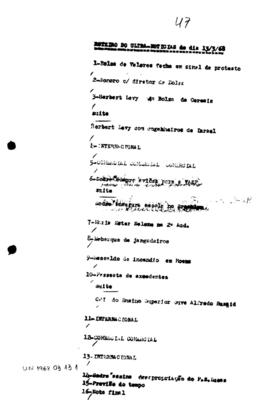 TV Tupi [emissora]. Ultra Notícias [programa]. Roteiro [televisivo], 13 mar. 1968.