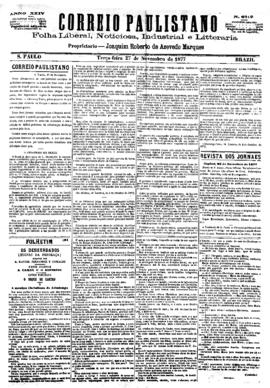 Correio paulistano [jornal], [s/n]. São Paulo-SP, 27 nov. 1877.