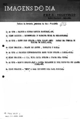 TV Tupi [emissora]. Revista Feminina [programa]. Roteiro [televisivo], 07 fev. 1962.