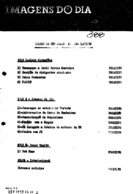 TV Tupi [emissora]. Diário de São Paulo na T.V. [programa]. Roteiro [televisivo], 10 mar. 1959.
