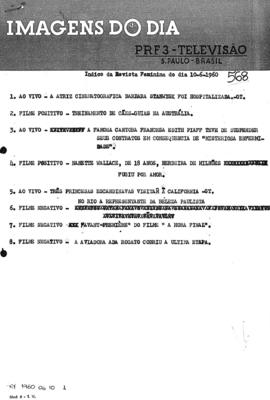 TV Tupi [emissora]. Revista Feminina [programa]. Roteiro [televisivo], 10 jun. 1960.