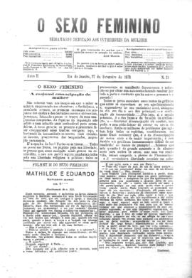 O Sexo feminino [jornal], a. 2, n. 21. Campanha-MG, 27 fev. 1876.