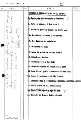 TV Tupi [emissora]. Ultra Notícias [programa]. Roteiro [televisivo], 24 mar. 1966.