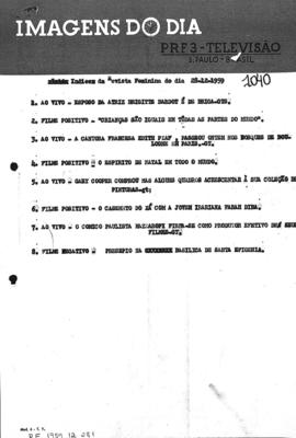 TV Tupi [emissora]. Revista Feminina [programa]. Roteiro [televisivo], 28 dez. 1959.