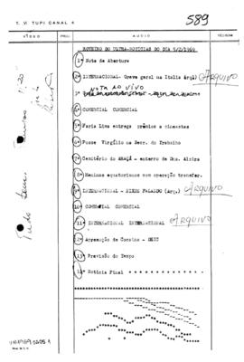 TV Tupi [emissora]. Ultra Notícias [programa]. Roteiro [televisivo], 05 fev. 1969.