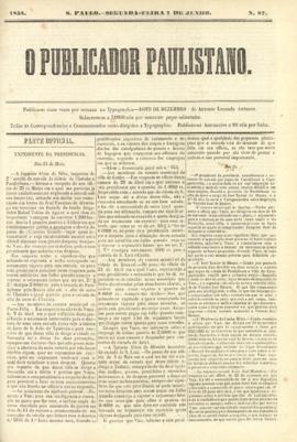 O Publicador paulistano [jornal], n. 87. São Paulo-SP, 07 jun. 1858.