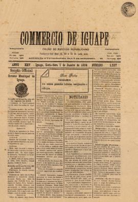 Commercio de Iguape [jornal], a. 25, n. 1.287. Iguape-SP, 01 jan. 1904.