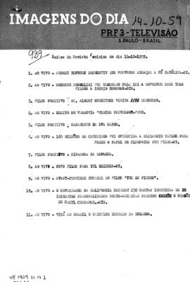 TV Tupi [emissora]. Revista Feminina [programa]. Roteiro [televisivo], 14 out. 1959.