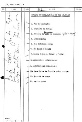 TV Tupi [emissora]. Ultra Notícias [programa]. Roteiro [televisivo], 21 nov. 1966.