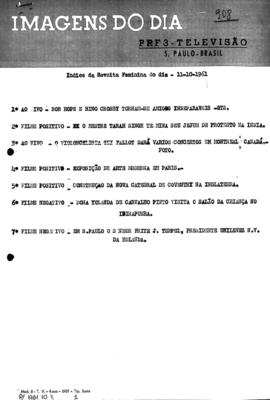 TV Tupi [emissora]. Revista Feminina [programa]. Roteiro [televisivo], 11 out. 1961.